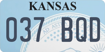 KS license plate 037BQD