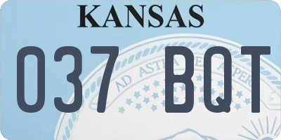 KS license plate 037BQT