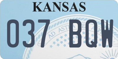 KS license plate 037BQW