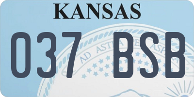 KS license plate 037BSB