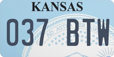 KS license plate 037BTW