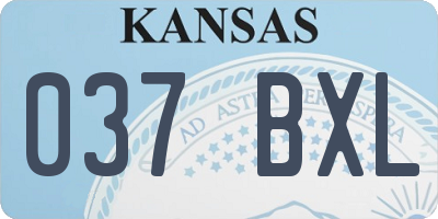 KS license plate 037BXL