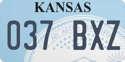 KS license plate 037BXZ