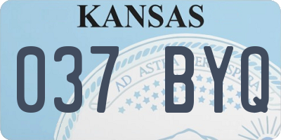 KS license plate 037BYQ