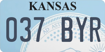 KS license plate 037BYR