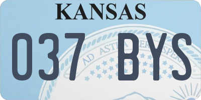 KS license plate 037BYS