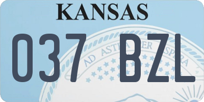 KS license plate 037BZL
