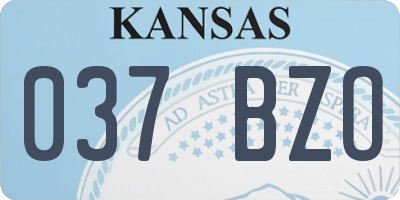 KS license plate 037BZO