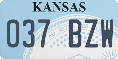 KS license plate 037BZW