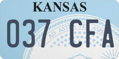KS license plate 037CFA