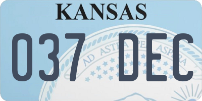 KS license plate 037DEC
