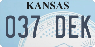 KS license plate 037DEK