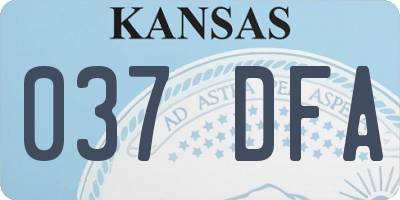 KS license plate 037DFA