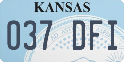 KS license plate 037DFI