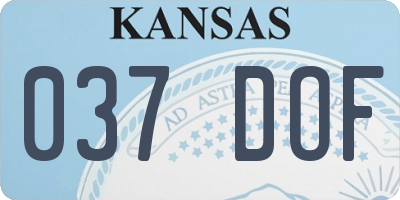 KS license plate 037DOF