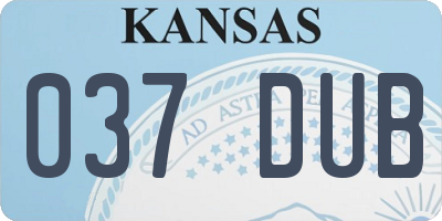 KS license plate 037DUB