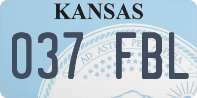KS license plate 037FBL