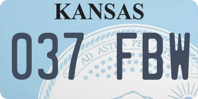 KS license plate 037FBW