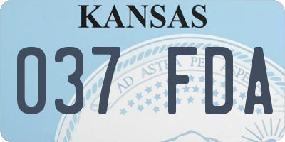 KS license plate 037FDA