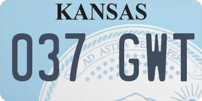 KS license plate 037GWT