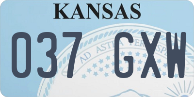 KS license plate 037GXW