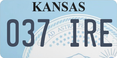 KS license plate 037IRE