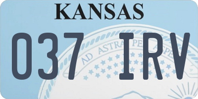 KS license plate 037IRV