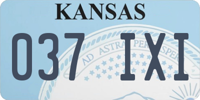 KS license plate 037IXI