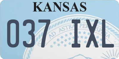 KS license plate 037IXL