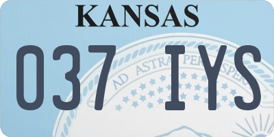 KS license plate 037IYS