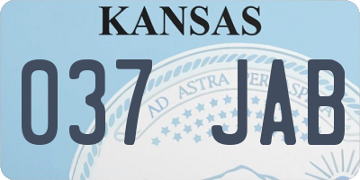 KS license plate 037JAB