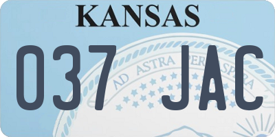 KS license plate 037JAC