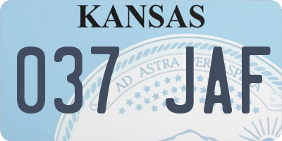 KS license plate 037JAF
