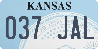 KS license plate 037JAL