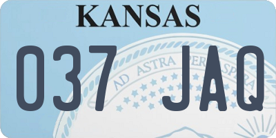 KS license plate 037JAQ