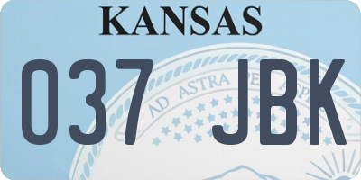 KS license plate 037JBK