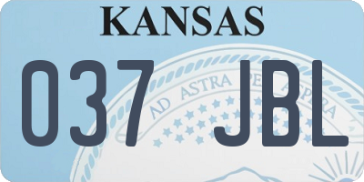 KS license plate 037JBL