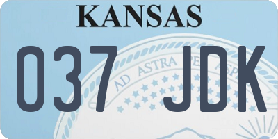 KS license plate 037JDK
