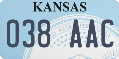 KS license plate 038AAC