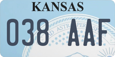 KS license plate 038AAF