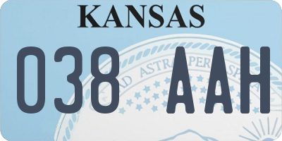 KS license plate 038AAH