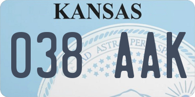 KS license plate 038AAK