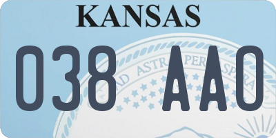 KS license plate 038AAO