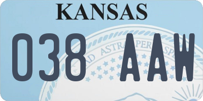 KS license plate 038AAW