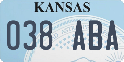 KS license plate 038ABA
