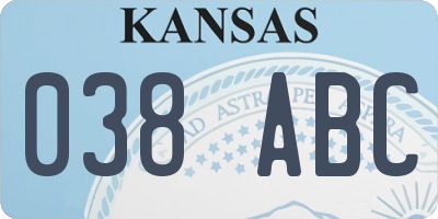 KS license plate 038ABC