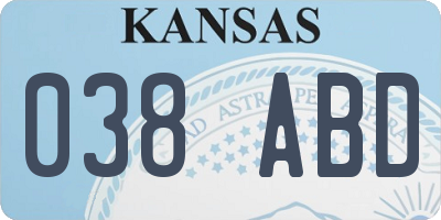 KS license plate 038ABD