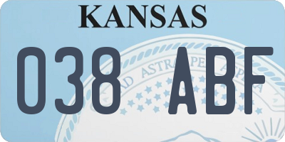 KS license plate 038ABF
