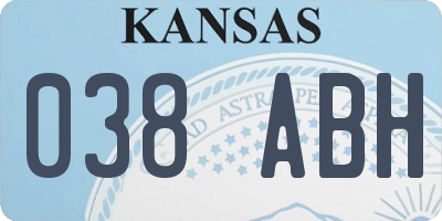 KS license plate 038ABH