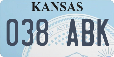 KS license plate 038ABK